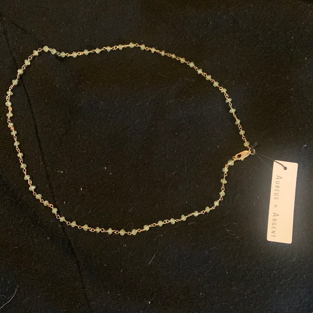 Gold and green stone necklace